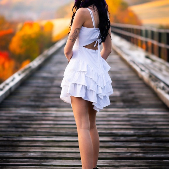 White Ruffled Dress - Picture 3 of 4